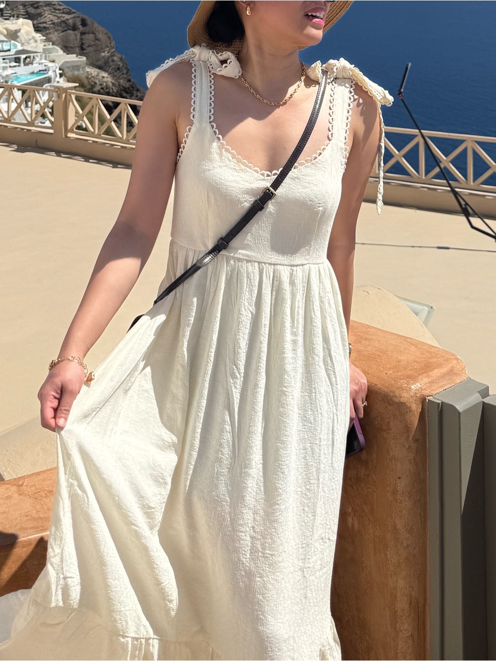 mine Cream Maxi Dress with Tie Straps - Picture 3 of 7